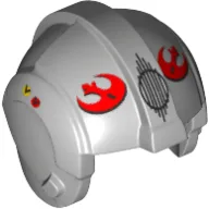 Helmet Rebel Pilot, Center Ridge with Red Rebel Logo Print / Light Bluish Gray