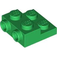 Plate Special 2 x 2 x 2/3 with Two Studs On Side and Two Raised [Half Hollow Anti-stud] - Updated Version / Green