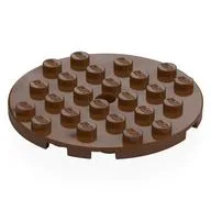 Plate Round 6 x 6 with Hole / Reddish Brown