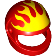 Lego Helmet, Standard with Yellow Flames Print / Red
