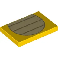 Tile 2 x 3 with Tan Stripes in Oval Print (Koopa Stomach) / Yellow