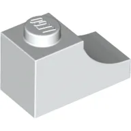 Brick Curved 2 x 1 with Inverted Cutout / White