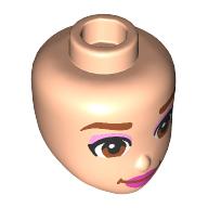 Lego Minidoll Head, Dark Orange Eyebrows, Bright Pink Eyeshadow, Brown Eyes, Dark Pink Lips / Light Nougat