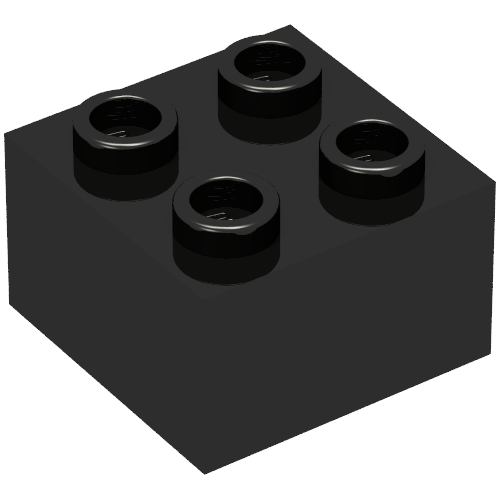 Lego Minitalia Brick 2 x 2 with Bottom X Support / Black