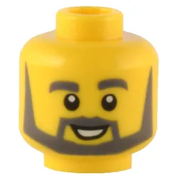 Minifig Head, Grey Beard, Moustache and Eyebrows
