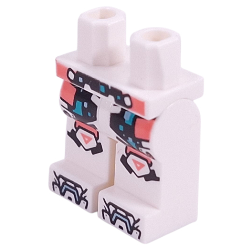 Lego Hips and White Legs with Armor, Coral Straps, Dark Turquoise Toes print / White