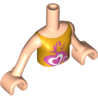 Lego Minidoll Torso Girl with Orange Vest Top with Hearts Print, Light Nougat Arms with Hands / Light Nougat