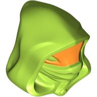Lego Minifig Head Special, Hood with Orange Face, Lime Eyes pattern (Frak) / Lime