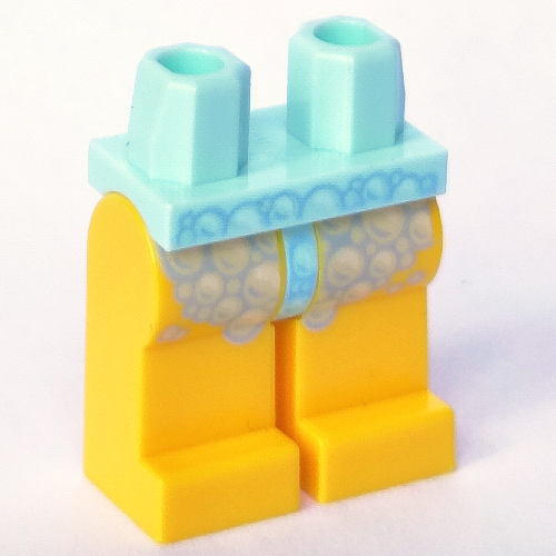 Lego Hips and Yellow Legs with Bright Light Blue Bubble Outlines Print / Light Aqua