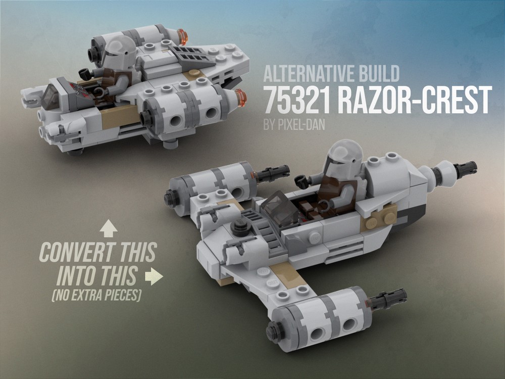 Lego PiXEL-DANs 75321 RAZOR CREST MICROFIGHTER ALTERNATIV BUILD N-1 STARFIGHTER