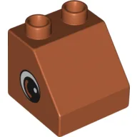 Duplo Brick 2 x 2 Slope 45° with Eye with White Spot and Curve Print on Both Sides / Dark Orange