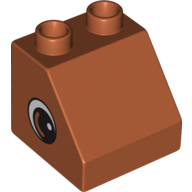 Lego Duplo Brick 2 x 2 Slope 45° with Eye with White Spot and Curve Print on Both Sides / Dark Orange