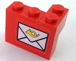 Lego Stickered Assembly 3 x 2 x 2 with Mail Envelope Pattern Model Left Side (Sticker) - Set 7819
