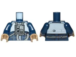 Torso SW Rebel U-wing / Y-wing Pilot with Sand Blue Vest and Dark Bluish Gray Front Panel with Hose Pattern / Dark Blue Arms / Dark Tan Hands