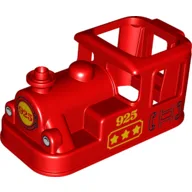 Duplo Train Steam Engine Cabin 4 x 8 x 3 1/2 with Headlights, Red '925' in Yellow Circle on Front, and Yellow '925' on Side Print / Red