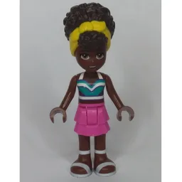 Nandi - Dark Turquoise Top, Dark Pink Skirt, Yellow Ribbon