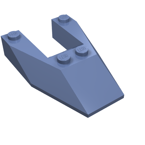 Lego Brick Wedged, Sloped 6 x 4 Cutout, No Stud Notches / Sand Blue