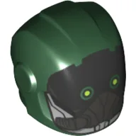 Helmet with Armor Plates and Ear Protectors with Black Mask Print (Vulture) / Dark Green
