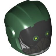 Lego Helmet with Armor Plates and Ear Protectors with Black Mask Print (Vulture) / Dark Green
