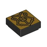 Tile 1 x 1 with Gold Hogwarts Crest Print / Black