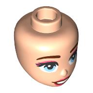Lego Minidoll Head Reddish Brown Eyebrows, Bright Light Blue Eyes, Coral Lips, Open Mouth / Light Nougat