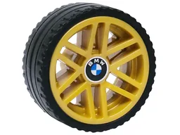 Wheel 21mm D. x 11mm with 6 Double Spokes with BMW Logo Pattern with Black Tire 24 x 11 Straight Tread (5808pb01 / 5810) / Pearl Gold