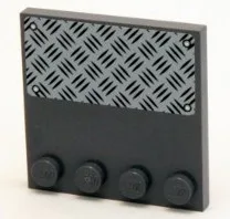 Tile, Modified 4 x 4 with Studs on Edge with 4 White Rivets on Silver Tread Plate Pattern (Sticker) - Set 4204