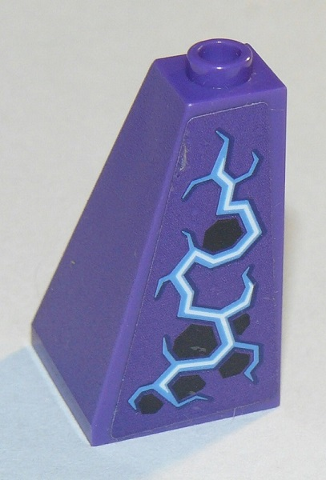 Lego Slope 75 2 x 2 x 3 Double Convex with Dark Purple Spots and Medium Blue and White Electricity Pattern Model Right Side (Sticker) - Set 70353