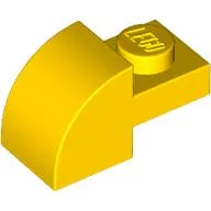 Brick Curved 1 x 2 x 1 with Curved Top / Yellow
