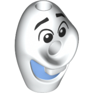 Lego Minifig Head Special with Hole in Center and Top, Medium Blue Mouth (Olaf) Print / White