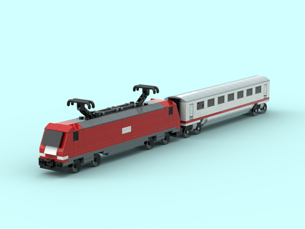 Lego 4 Wide DB TRAXX Locomotive + Car