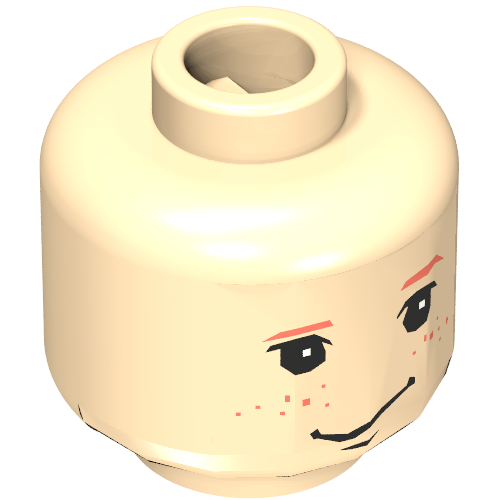 Lego Minifig Head Ron Weasley, Freckles Print [Blocked Open Stud] / Light Nougat