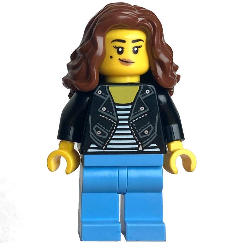 Lego Black Torso, Medium Blue Legs, Reddish Brown Hair