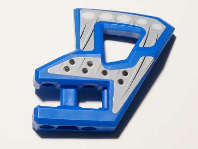 Lego Technic, Panel RC Car Flexible Bumper Left with Black and White Lines, White Circles and Holes Pattern (Stickers) - Set 8369 / Blue