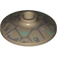 Lego Dish 2 x 2 Inverted with Organic Sand Blue Lines, Sand Green Splotches print / Dark Tan