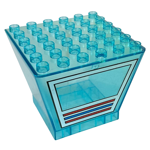 Lego Duplo Airport Tower Glass Enclosure with Window Frame Print / Trans-Light Blue