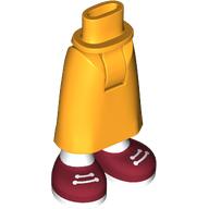 Lego Minidoll Hips and Skirt with Exposed Ankles with White Legs, Dark Red Shoes, White Laces print / Bright Light Orange