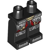 Lego Hips and Black Legs with Silver/Red Armor, Knee Pads, Toes print / Black