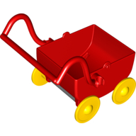 Lego Duplo Doll Pram With Yellow Wheels / Red