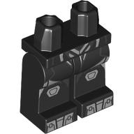 Lego Hips and Black Legs with Silver Armor, Knee Pads, Toes print / Black
