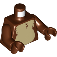 Lego Torso Tan Fur Print, Reddish Brown Arms and Hands Print / Reddish Brown
