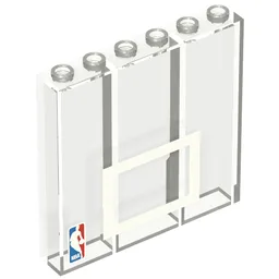 Brick 1 x 6 x 5 with NBA Logo and Basketball Backboard Print / Trans-Clear
