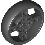 Lego Wheel 57 x 14 with 4 Spokes with 2 Holes and Black Integral Tire