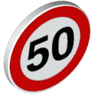 Road Sign Clip-on 2 x 2 Round with Speed Limit "50" Print / White