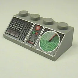 Brick Sloped 45° 2 x 4 with Control Panel and Radar Print / Light Gray
