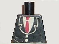 Lego Torso Suit Jacket Closed with Buttons over White Shirt, Red Tie Pattern (Sticker)