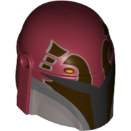 Lego Helmet Mandalorian with Holes, Dark Brown Facial Details Print