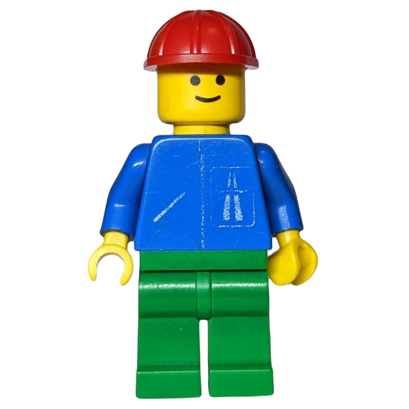Lego Blue Torso, Green Legs, Red Helmet