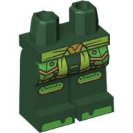 Lego Hips and Dark Green Legs with Lime Sash, Metal Green/Gold Armor print / Dark Green