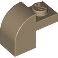 Lego Brick Curved 1 x 2 x 1 1/3 with Curved Top / Dark Tan